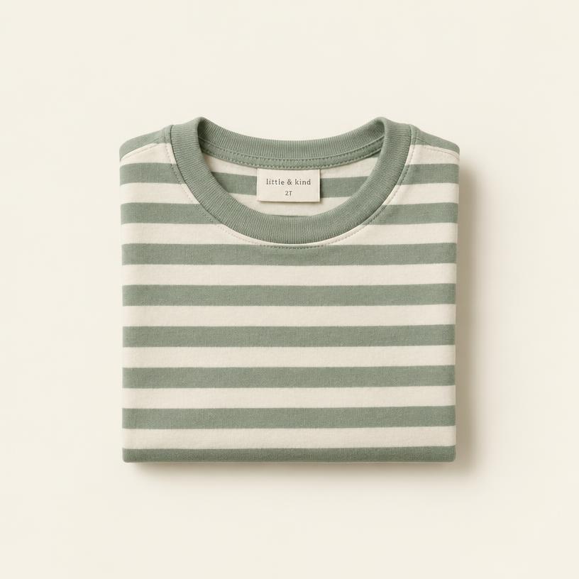 Sage striped long-sleeve tee